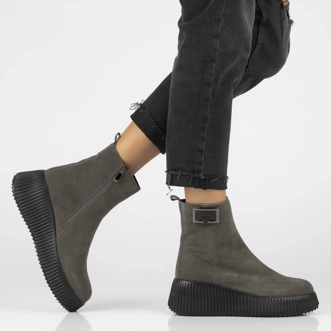 Leather ankle boots DBT6392/24 GR grey