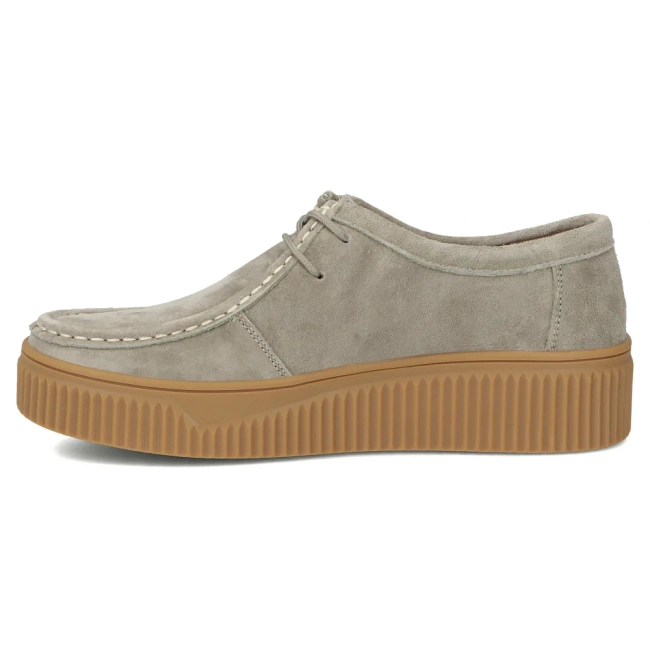 Skórzane półbuty na platformie Filippo DP7500/26 KH khaki