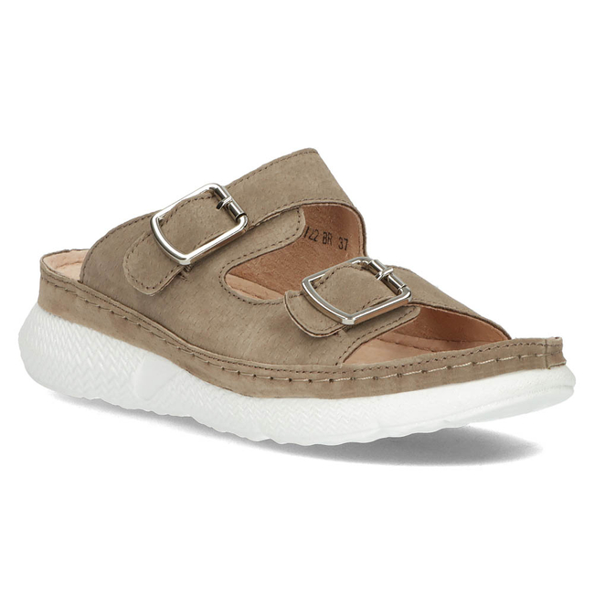 Skórzane klapki Filippo  DK3516/22 BR brązowe