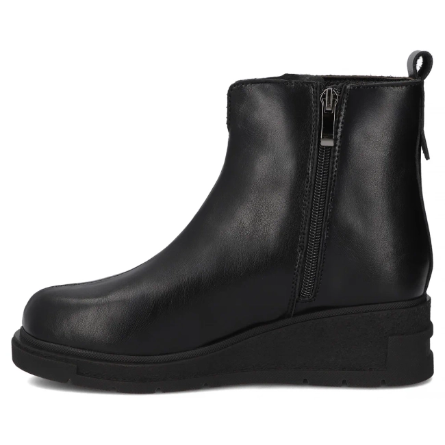 Skórzane botki na koturnie Filippo DBT7144/25 BK czarne