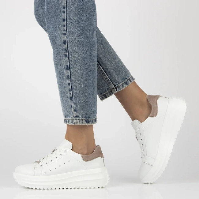 Leather sneakers Filippo DP6739/25 WH BE white