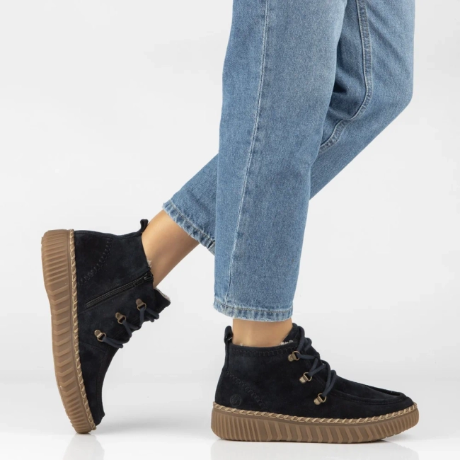 Leather ankle boots Remonte D4A72-14 blue