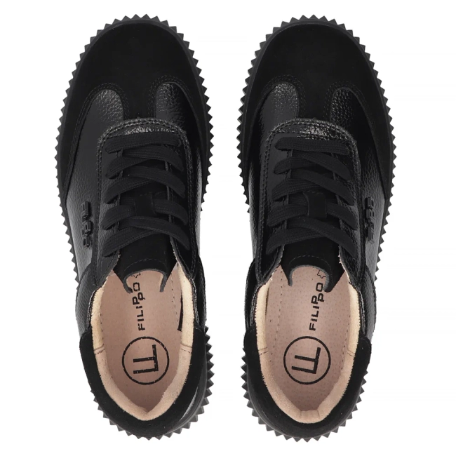 Leather sneakers Filippo DP7123/25 BK black