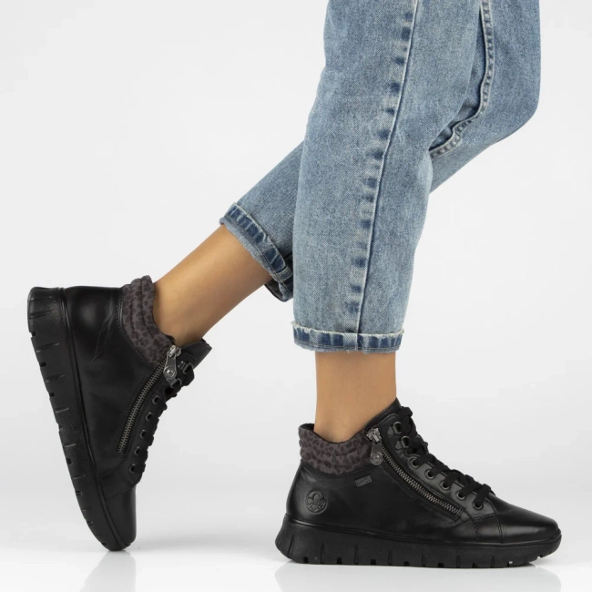 Ankle Boots Rieker leather N1305-00 Black