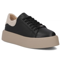 Skórzane sneakersy Filippo DP6119/25 BK BE czarno beżowe