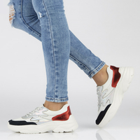 Skórzane sneakersy  Filippo DP1410/20 WH RD białe