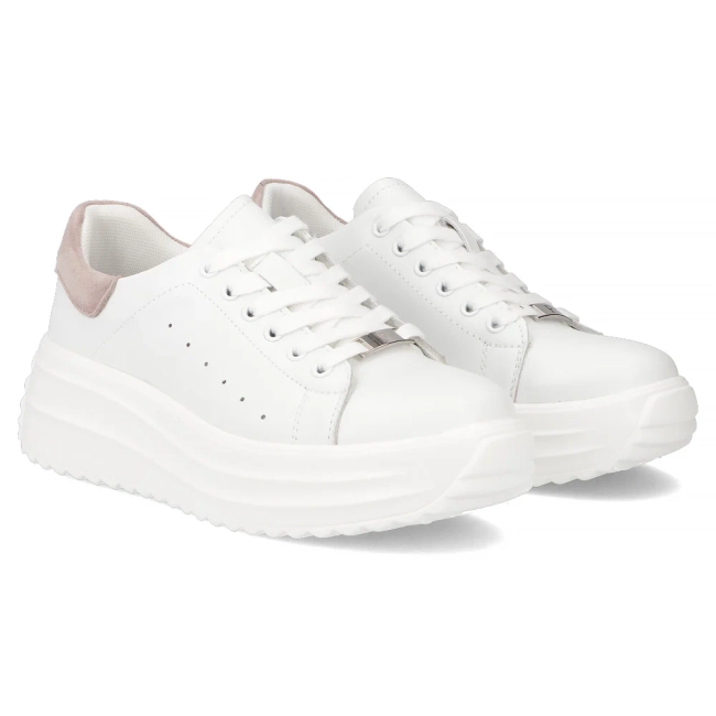 Leather sneakers Filippo DP6739/25 WH BE white