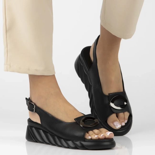 Leather sandals Filippo DS7011/25 BK black