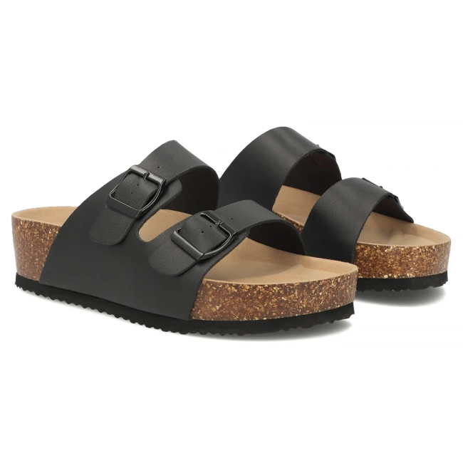 Skórzane klapki Filippo DK7885/26 BK czarne