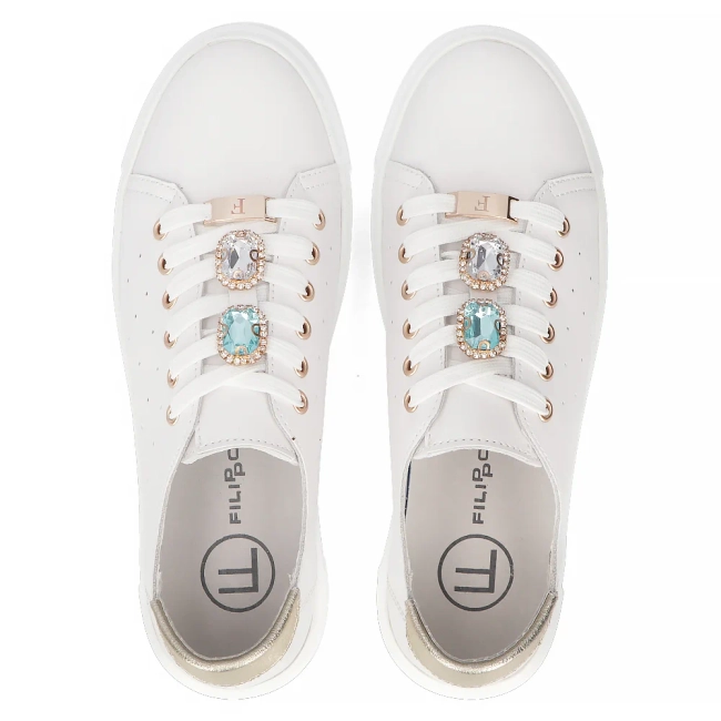 Skórzane sneakersy Filippo DP6854/25 WH białe