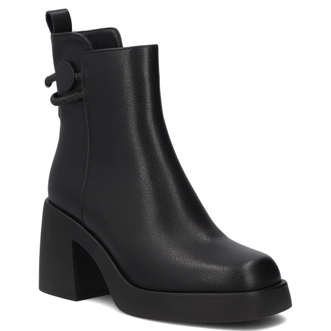 Skórzane botki na obcasie Filippo DBT8158/26 BK czarne