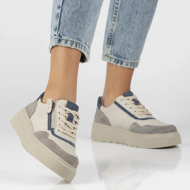 Skórzane półbuty na platformie Filippo DP6456/24 BE beżowe