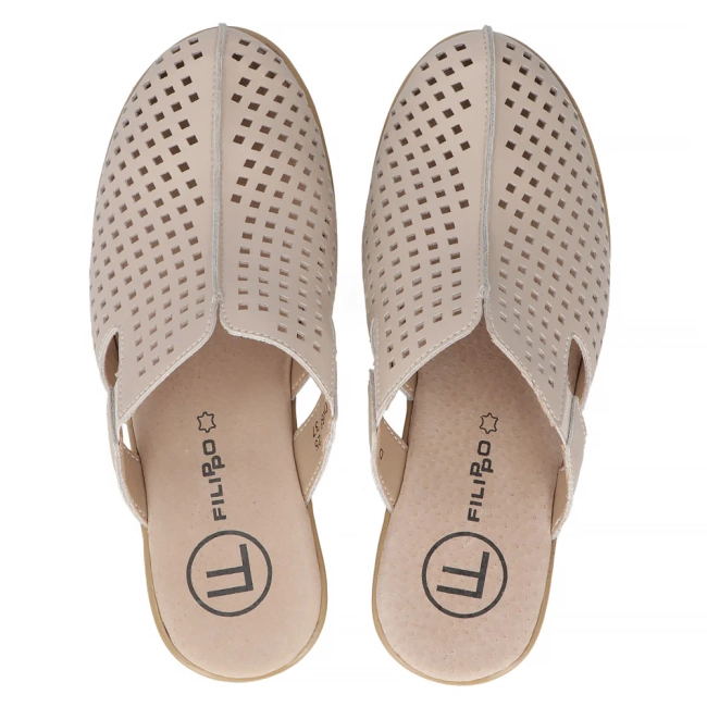 Leather flip-flops Filippo DK6818/25 BE beige