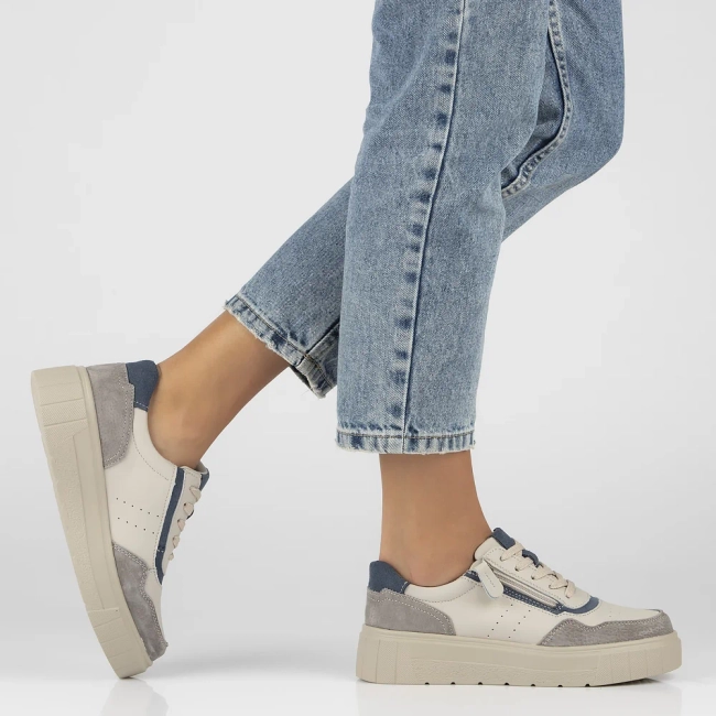 Skórzane półbuty na platformie Filippo DP6456/24 BE beżowe