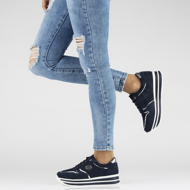 Leather Sneakers Filippo DP3682/22 NV navy