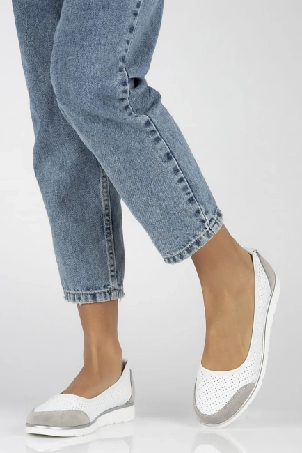 Leather shoes Filippo DP4524/25 WH GR white-grey