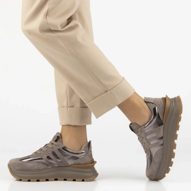 Skórzane sneakersy Filippo DP7408/26 TP taupe
