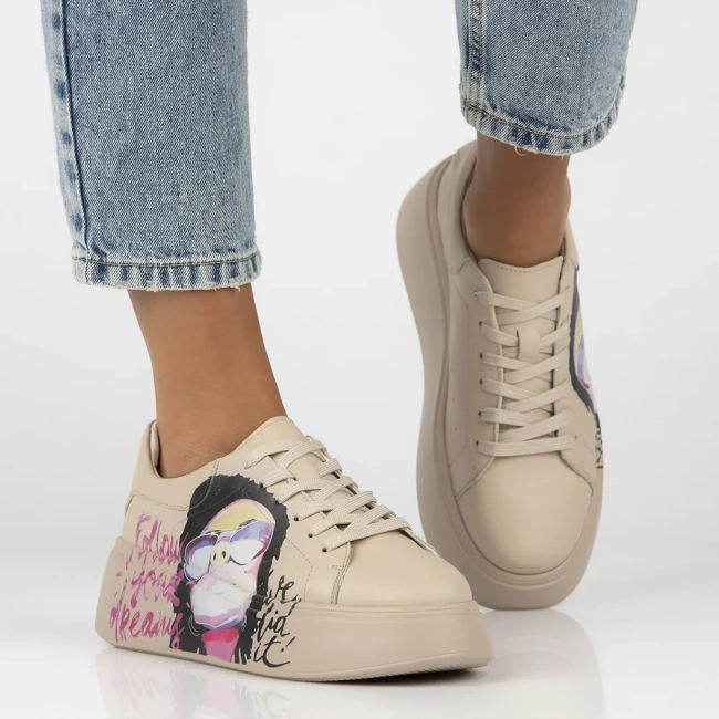 Skórzane sneakersy Filippo DP6835/25 BE beżowe