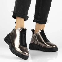 Skórzane botki na platformie Filippo DBT7426/25 GN gun metal