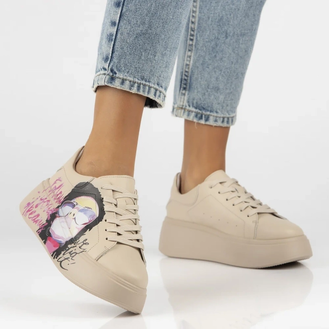 Skórzane sneakersy Filippo DP6835/25 BE beżowe