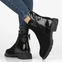 Leather ankle boots DBT6569/24 BK black