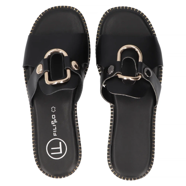 Leather flip-flops Filippo DK6264/24 BK black