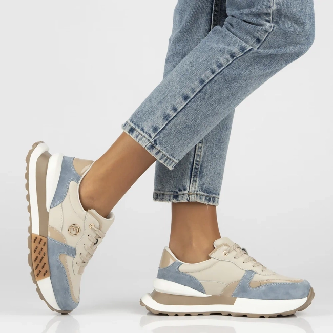 Skórzane sneakersy Filippo DP6733/25 BE BL beżowe