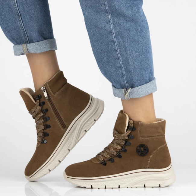 Skórzane botki na platformie Filippo DBT7290/25 BR brązowe