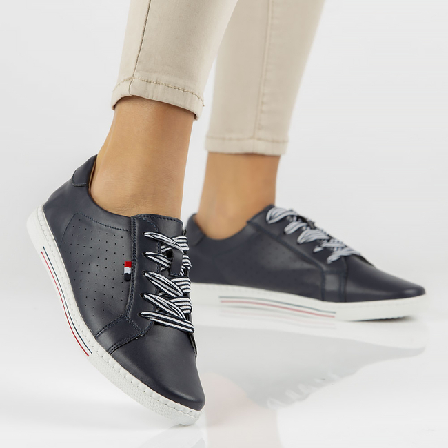 Skórzane półbuty Filippo DP2154/22 NV granatowe