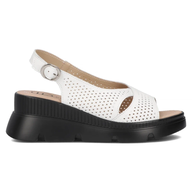 Skórzane sandały na koturnie Filippo DS6051/24 WH białe