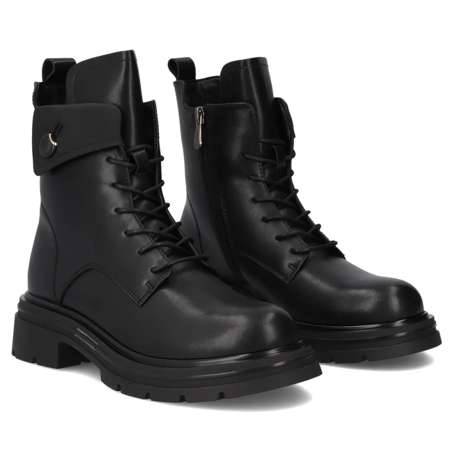 Skórzane botki na obcasie Filippo DBT7230/25 BK czarne