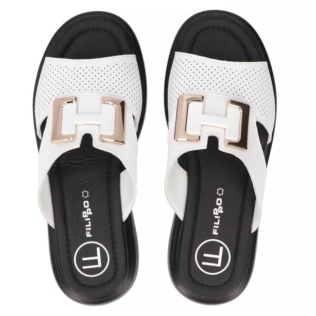 Leather flip-flops Filippo DK7025/25 WH white