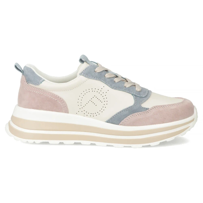 Skórzane sneakersy Filippo DP6787/25 BE BL beżowo niebieskie