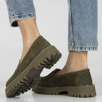 Skórzane półbuty na platformie Filippo DP4586/23 KH khaki