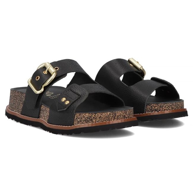 Leather flip-flops Yokono OCA-252 OPAK NEGRO black