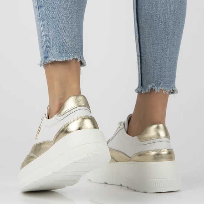 Leather sneakers Filippo DP6842/25 WH GO white gold