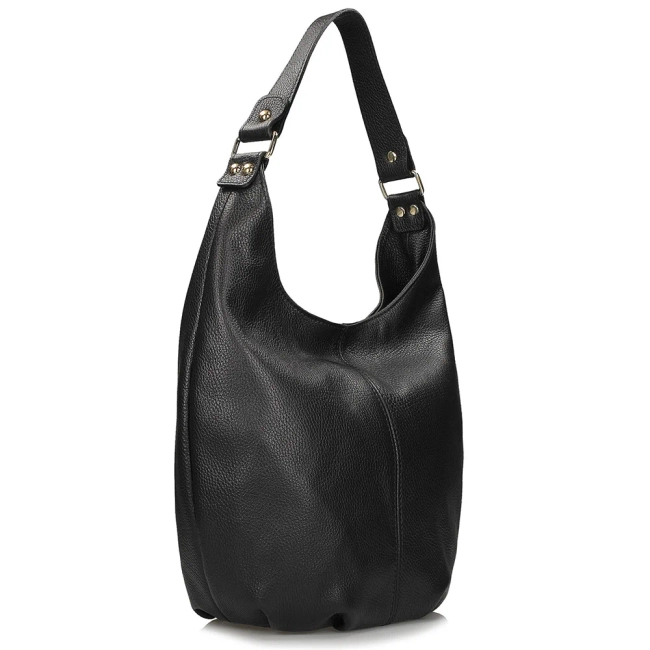 Skórzana torebka Toscanio Shopper F118 czarna