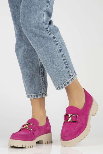 Skórzane półbuty Filippo 20089 fuksja