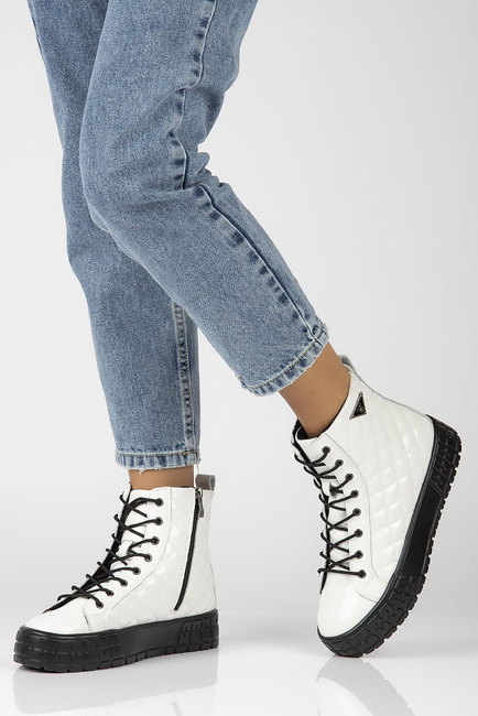 Skórzane trzewiki Filippo DBT3944/22 WH białe