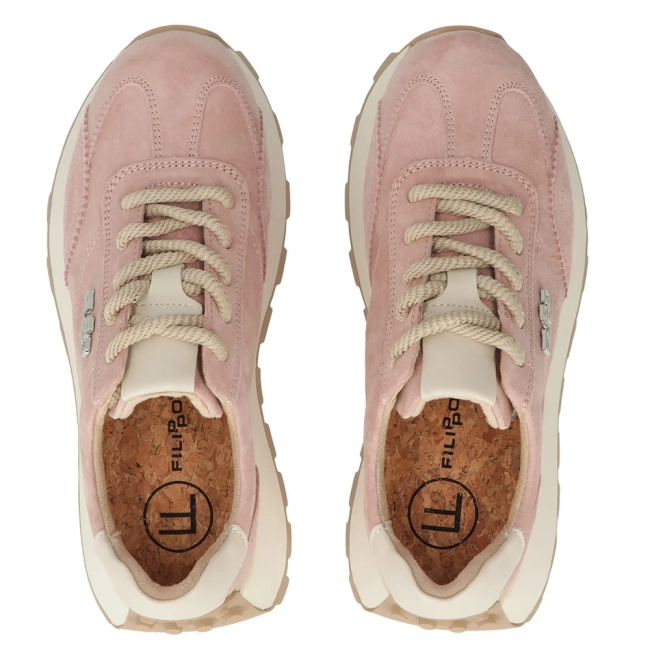 Skórzane sneakersy Filippo DP7498/26 PI różowe