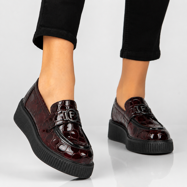 Leather platform shoes Filippo DP8294/26 BG burgundy