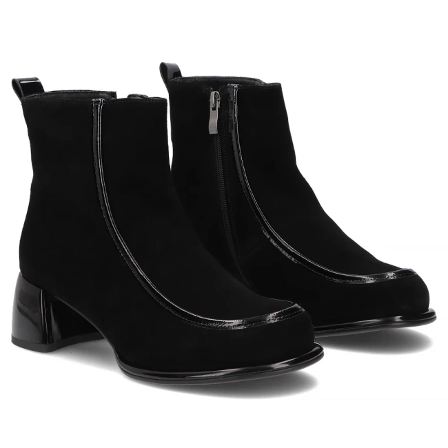 Skórzane botki na obcasie Filippo DBT8240/26 BK czarne