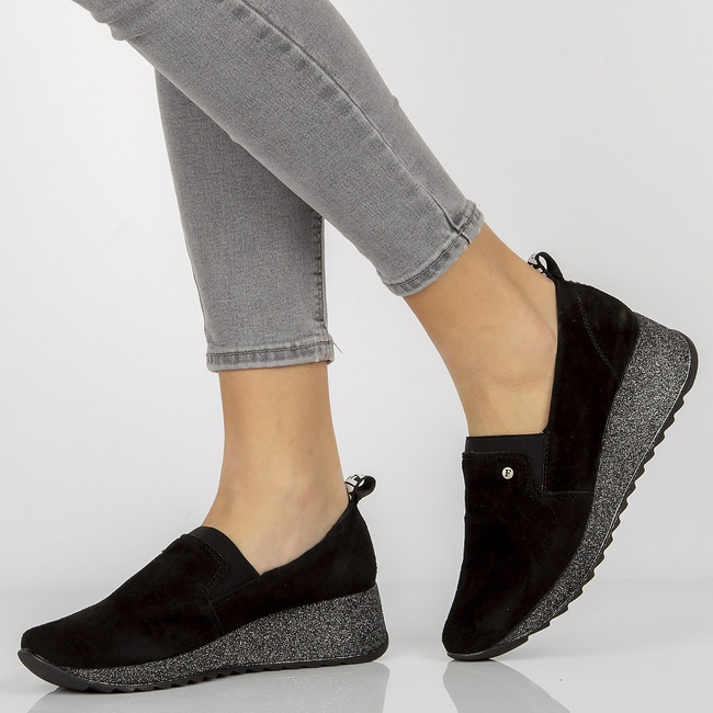 Leather Sneakers Filippo DP1500/20 BK T black glitter