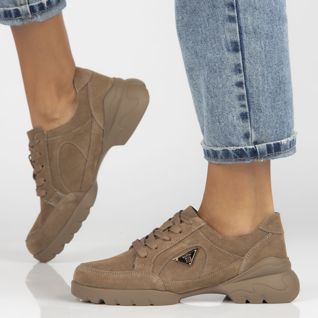 Skórzane półbuty na platformie Filippo DP4181/22 BE beżowe