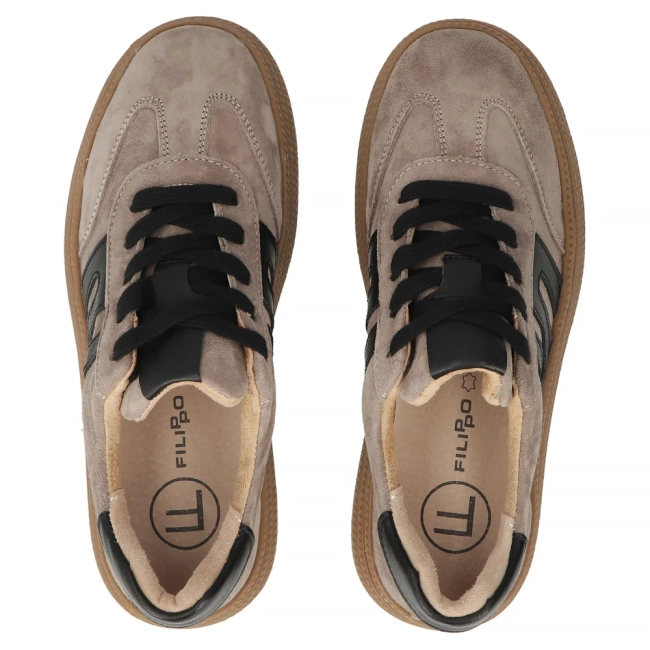 Skórzane sneakersy Filippo DP7114/25 TP taupe