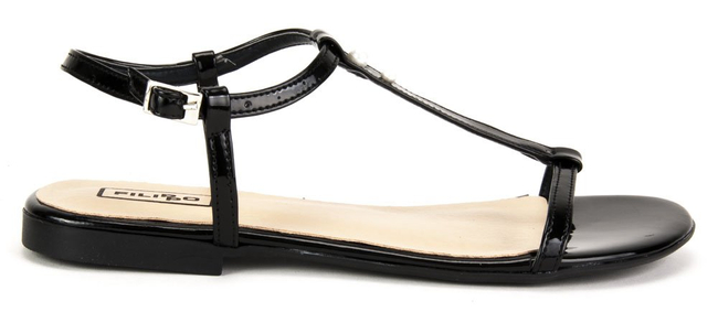 Sandals Filippo 1257 Black Lacquer Pearls