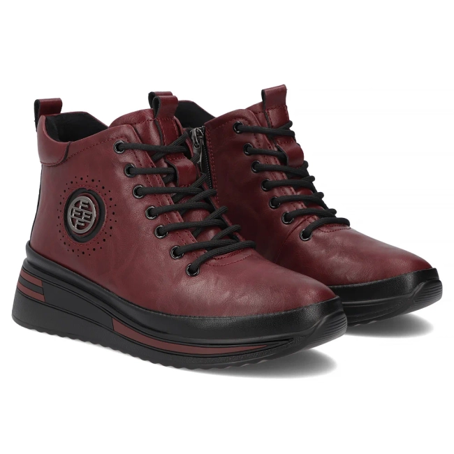Leather platform ankle boots Filippo DBT4215/26 BG burgundy