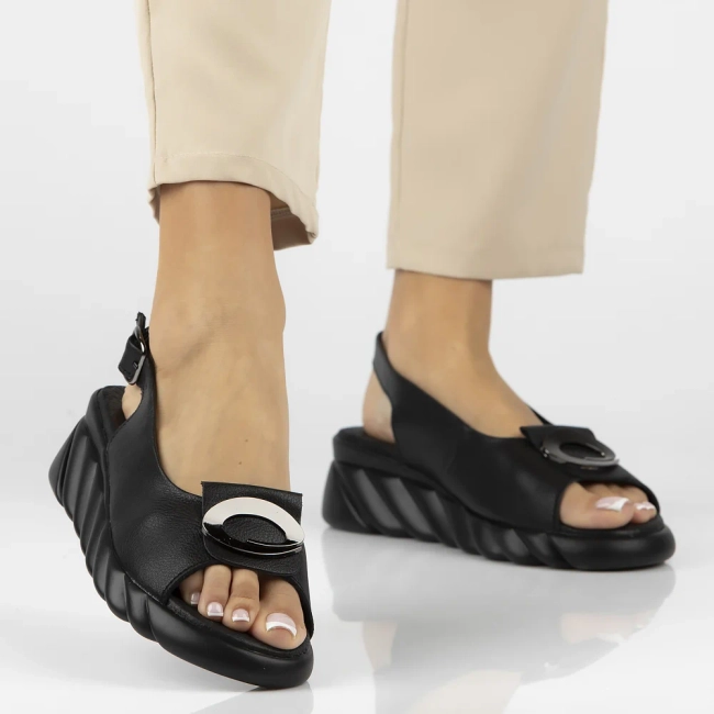 Leather sandals Filippo DS7011/25 BK black