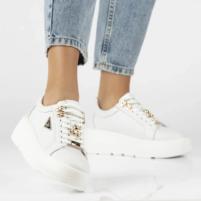 Skórzane sneakersy Filippo DP6382/24 WH białe