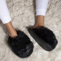 Fur slippers Filippo DK7475/25 BK black